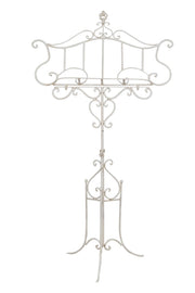 Biscottini Leggio da terra in ferro battuto pieno finitura bianca anticata L85xPR46xH140 cm