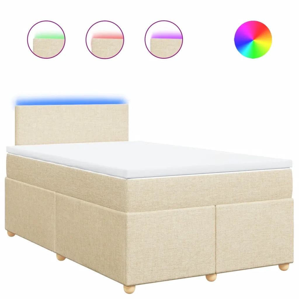 Giroletto a Molle con Materasso Crema 120x190 cm in Tessuto