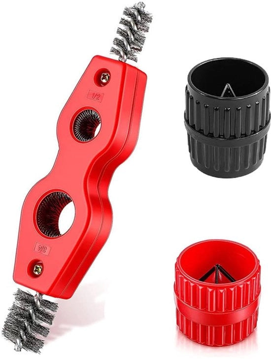 Set di tre tubi di risciacquo in rame per tubi in PVC e acciaio.