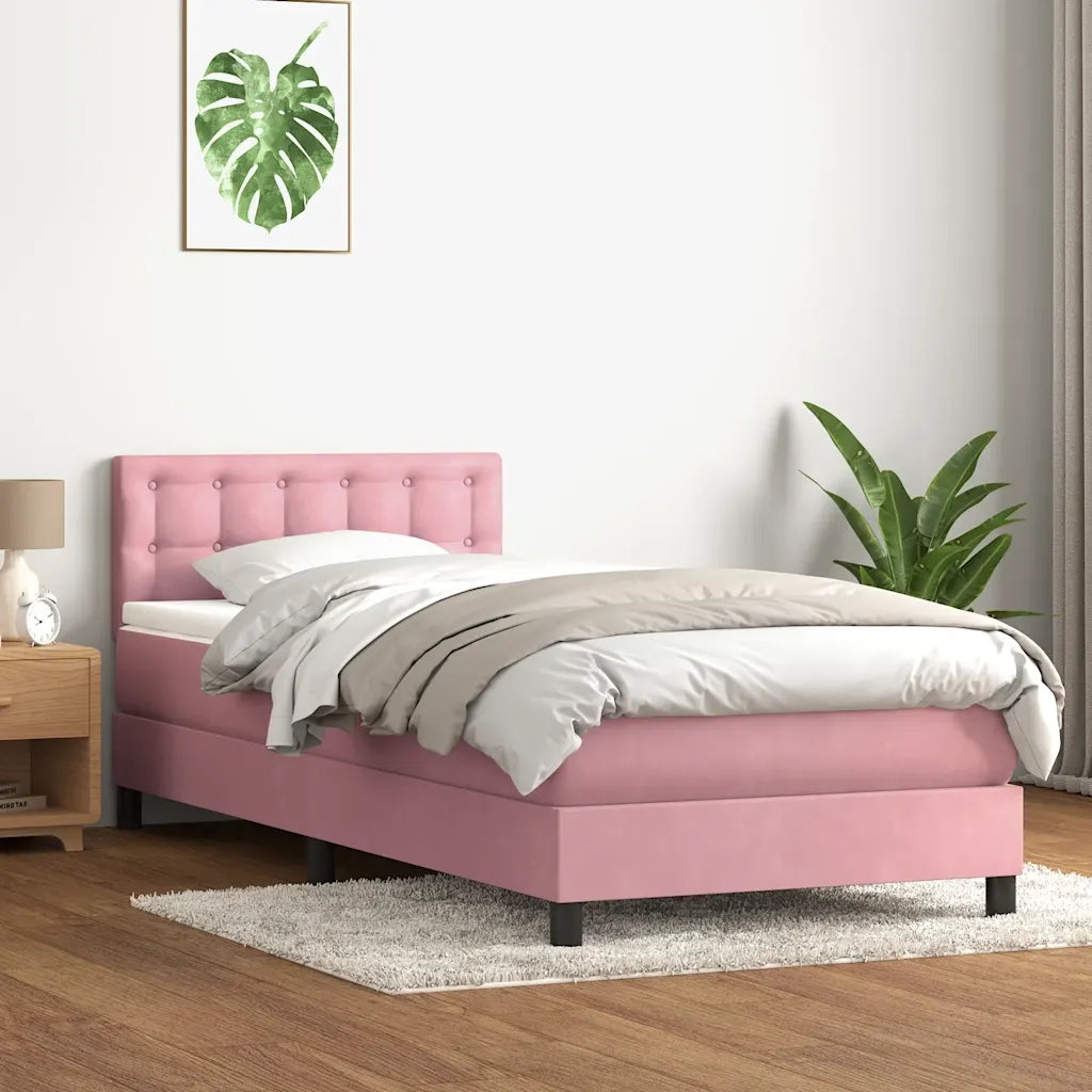 Letto a Molle con Materasso e LED Rosa 90x220 cm Velluto 3317300