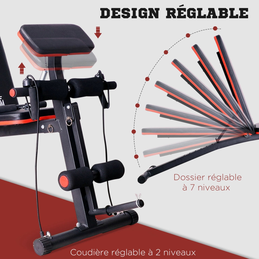 Panca da palestra pieghevole regolabile inclinabile ¨C Minimal ¨C nero rosso