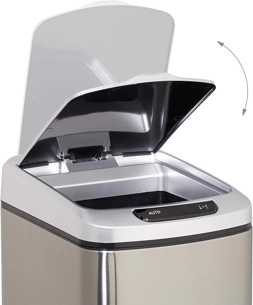 Pattumiera da cucina con coperchio automatico e contenitore argentato da 12 litri con chiusura ermetica 13_0002336