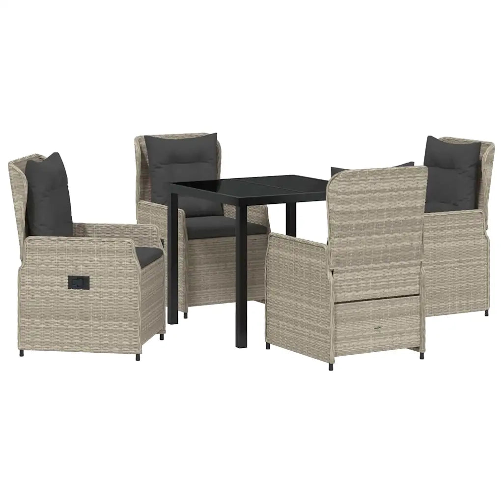 Set da Pranzo per Giardino 5 pcs Grigio chiaro polyrattan 3380975