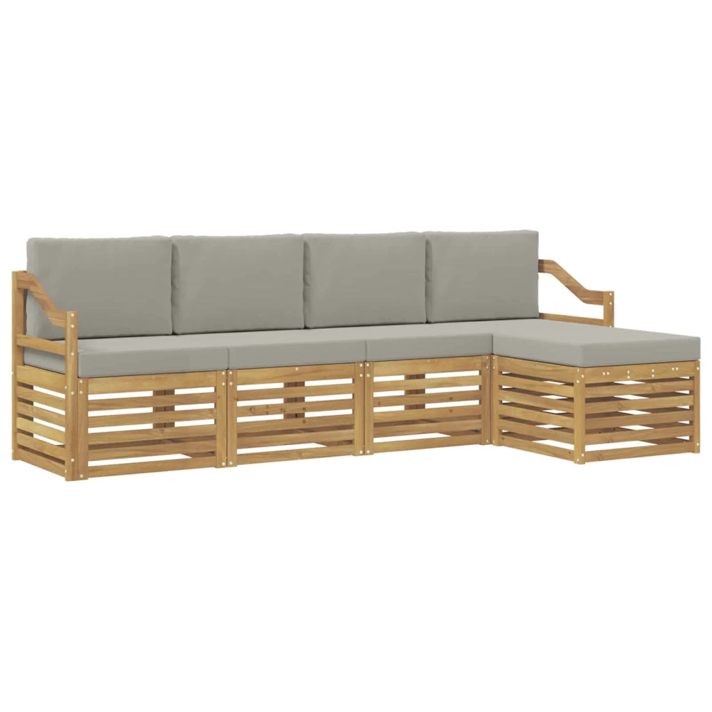 Set di divani da esterno 5 pcs Bianco e Grigio Chiaro