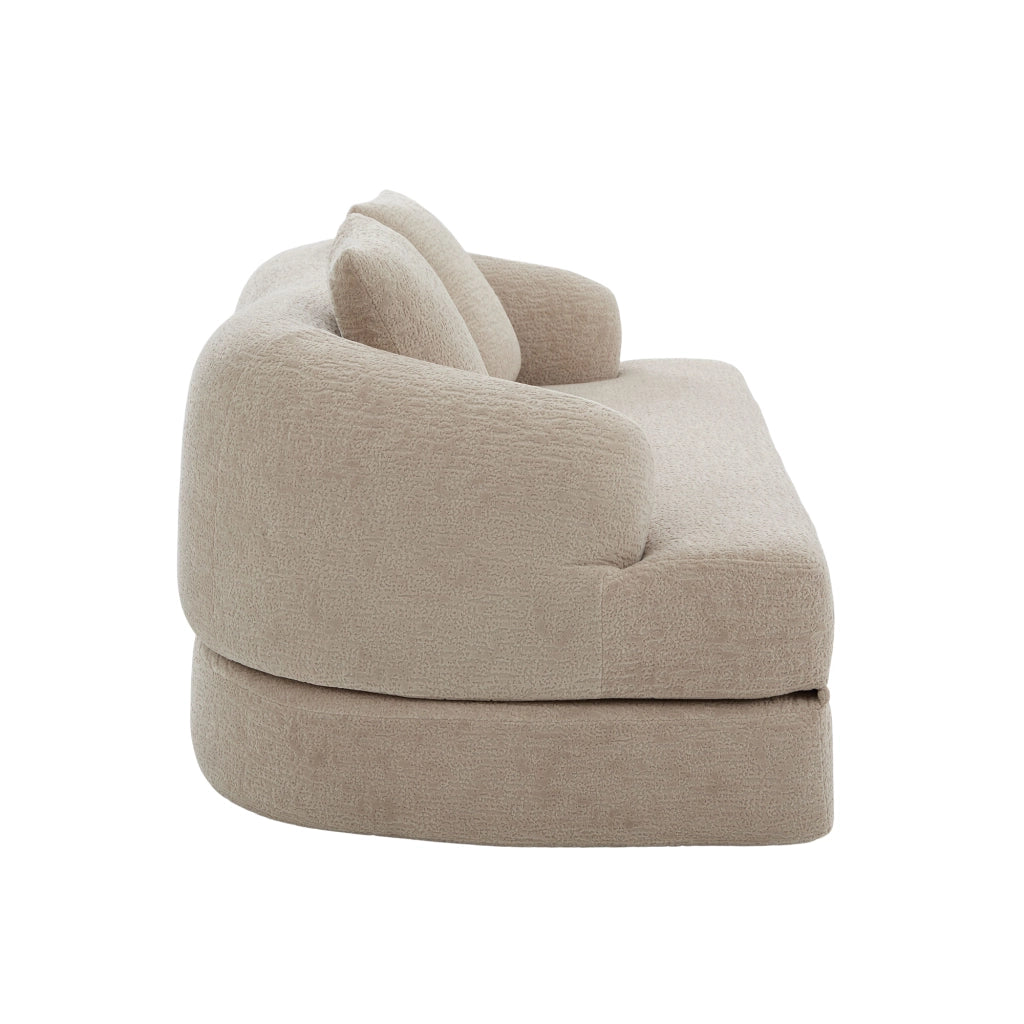 Divano letto 2 posti pieghevole in chenille color khaki, con 2 cuscini schienale, salvaspazio