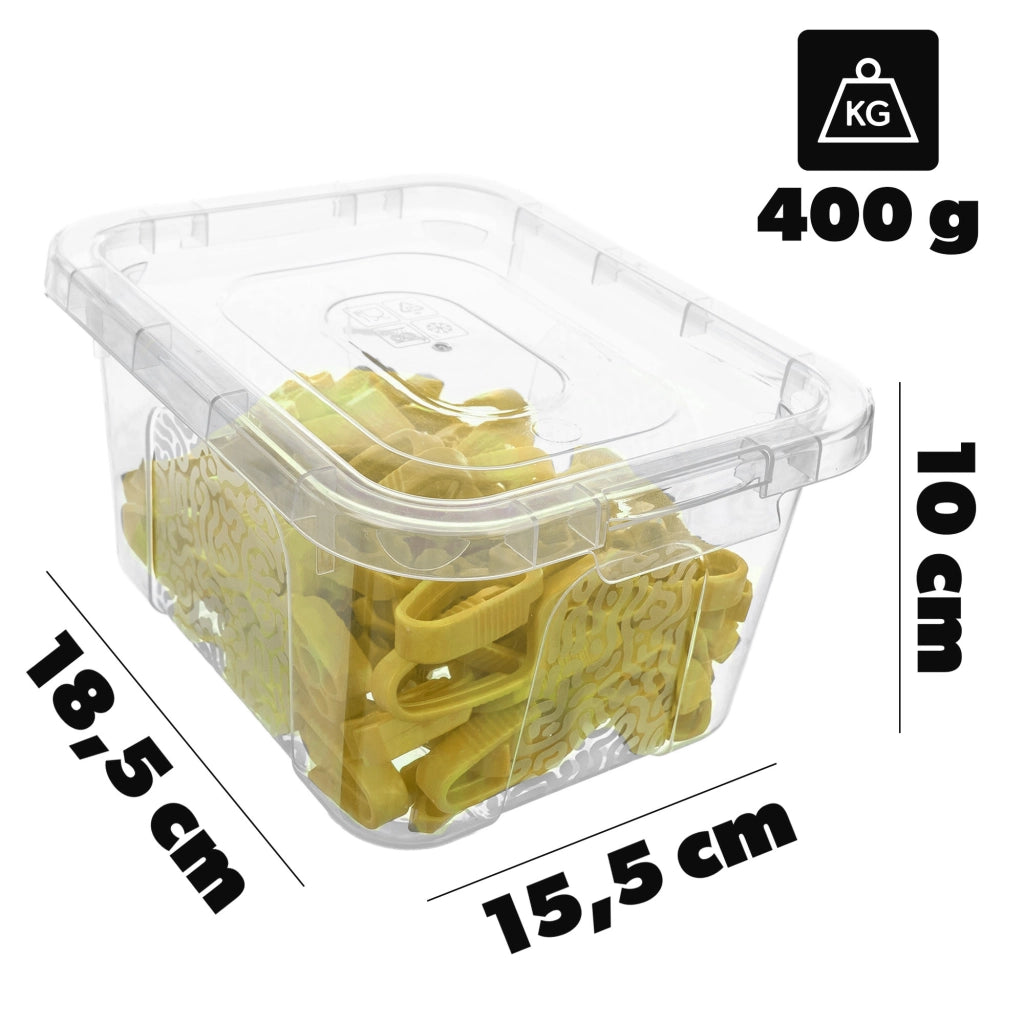 Mollette per bucato KADAX, set da 50 pezzi + contenitore con coperchio
