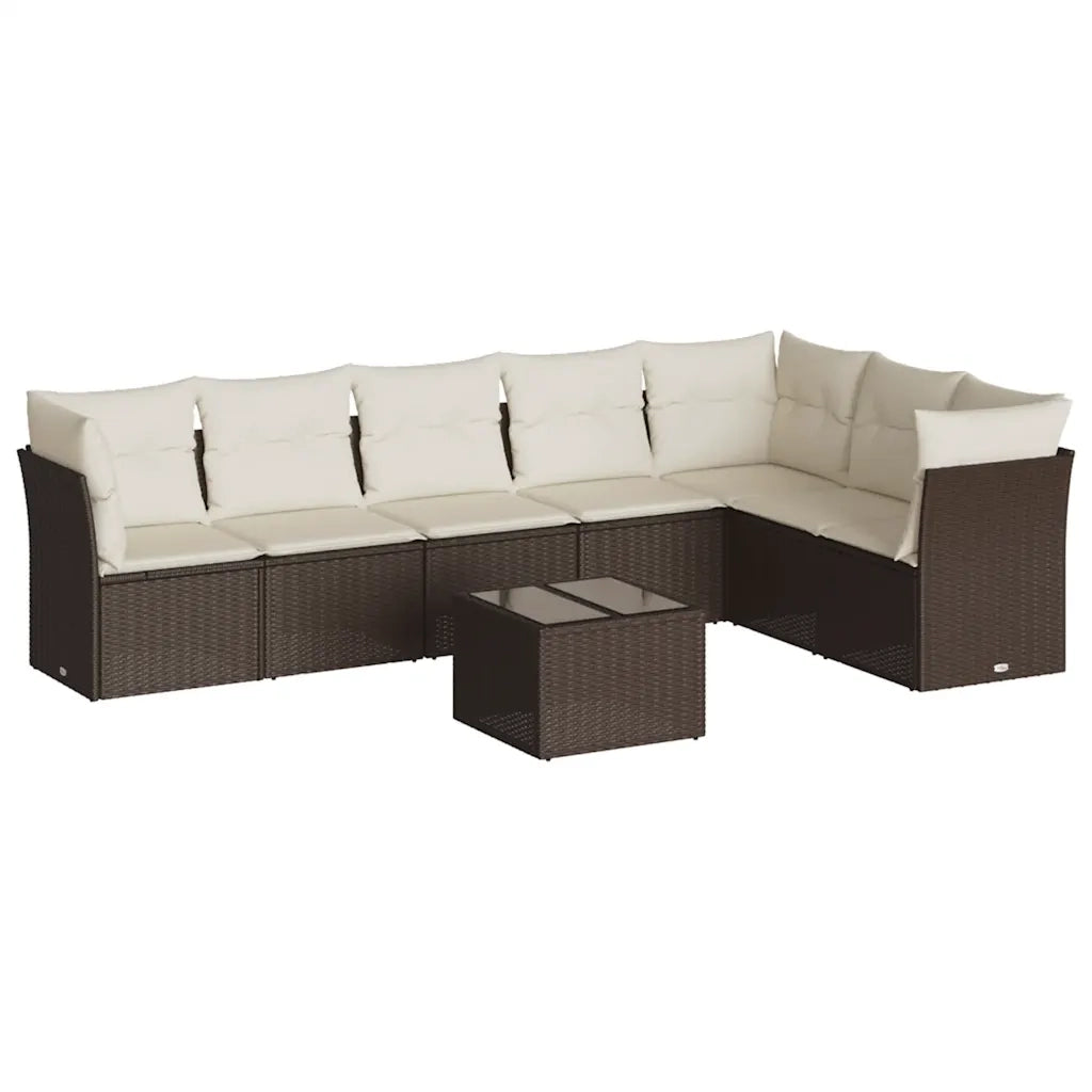 vidaXL Set Divani da Giardino 8 pz con Cuscini Marrone in Polyrattan