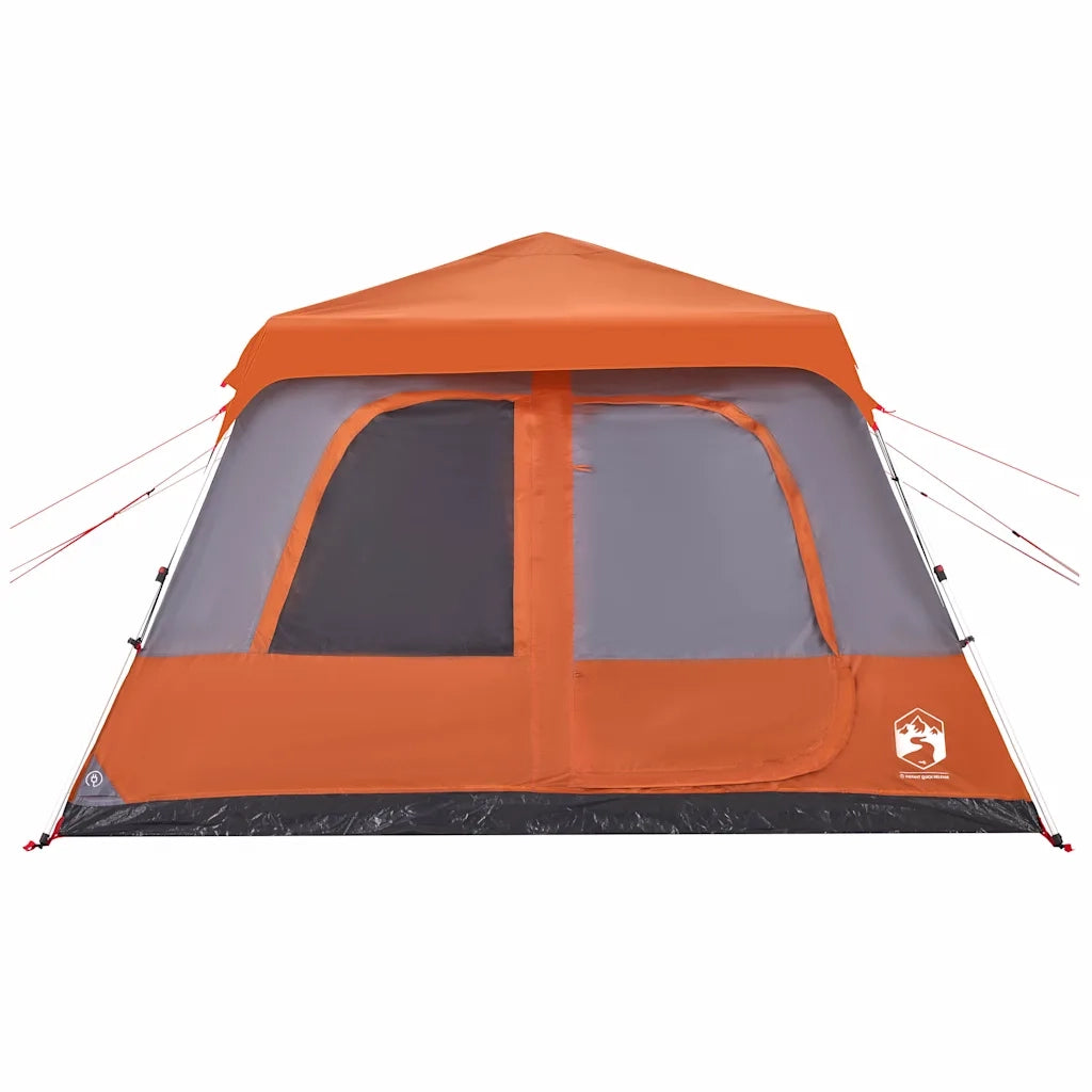 Tenda a Cupola 10 Persone-Tenda da campeggio Grigio e Arancione a Rilascio Rapido