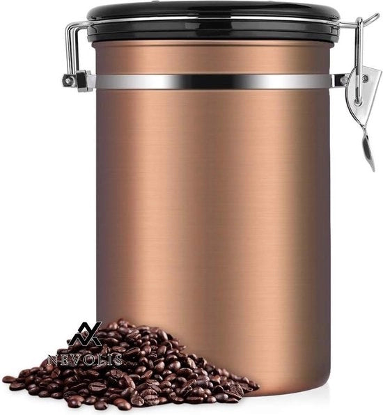 Contenitore di Cucina in Acciaio Inossidabile con Lattina in Alluminio con Clip e Coperchio in Ottone.