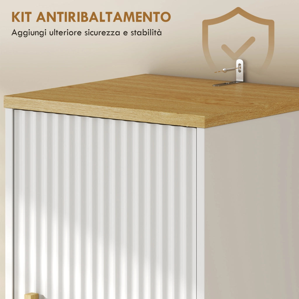 Armadietto Bagno con Cassetto e Ripiani Regolabili ¨C zephmum ¨C Bianco 172 cm