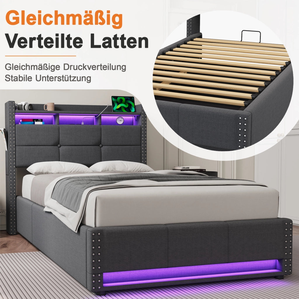 Letto contenitore 90x200 cm, colore grigio