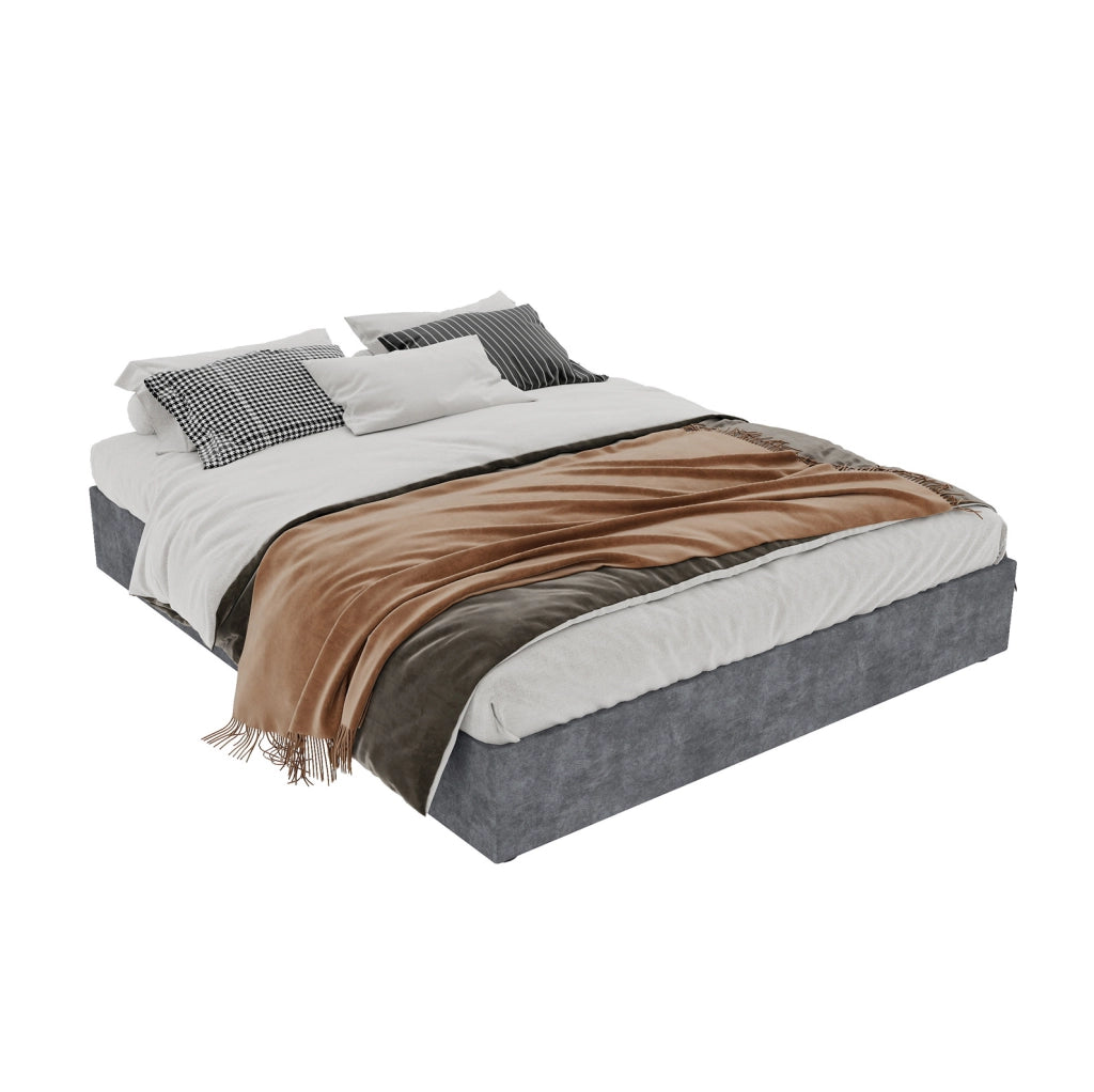 Struttura letto moderna 160x200 cm grigio in tessuto e metallo