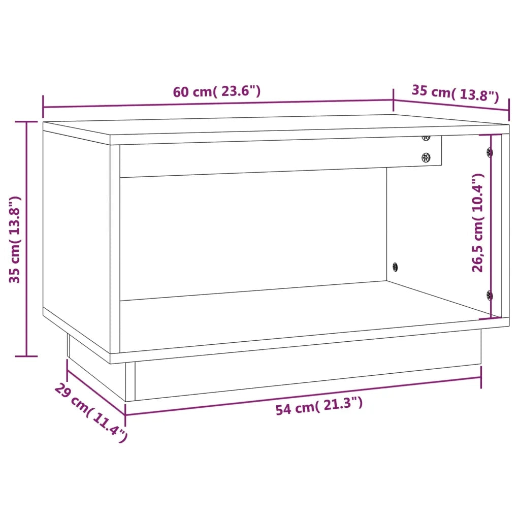 Mobile Porta TV Bianco 60x35x35 cm in Legno Massello di Pino 813825