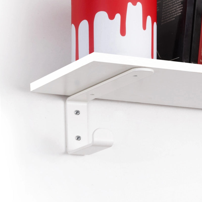 Set di supporti per mensole in legno Shelf con gancio integrato, Acciaio, Verniciato nero