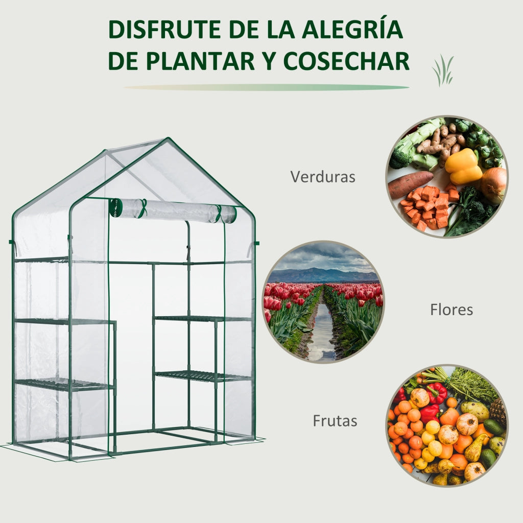 Serra da Giardino con 4 Ripiani e Porta a Cerniera ¨C zephmum ¨C Verde 142x73x195 cm
