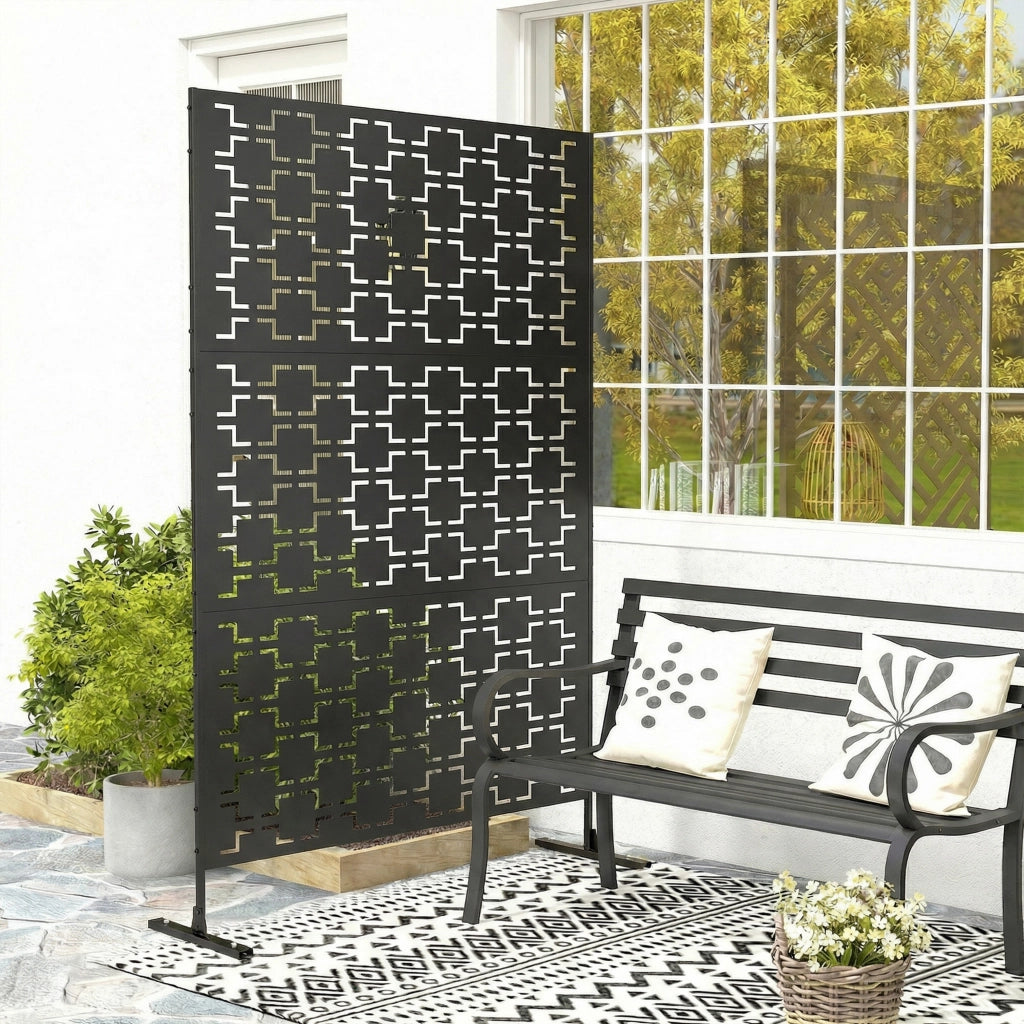 Pannello decorativo paravent esterno geometrico ¨C zephmum ¨C nero 122x45x198 cm