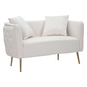 Dingle, Divano Fisso 2 Posti Effetto Velluto, 127x74x71h cm Bianco