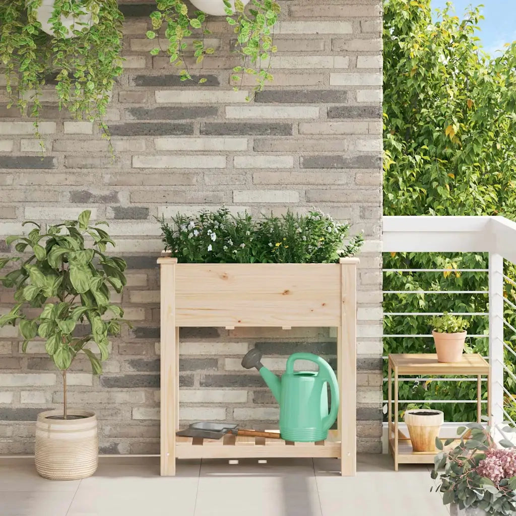 Fioriere | Cassetta per fiori | Vaso da giardino con lo scaffale Beige 71 x 37 x 76,5 cm