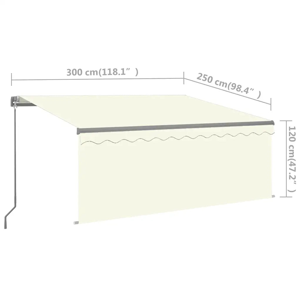 Tenda da Sole Retrattile Manuale con LED 3x2,5 m Crema 3069382
