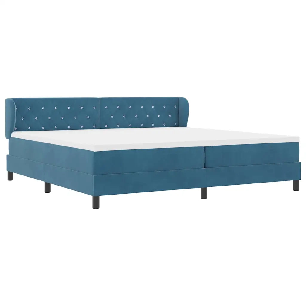 Letto a molle con materasso Blu scuro 200 x 200 cm Velluto 3340356