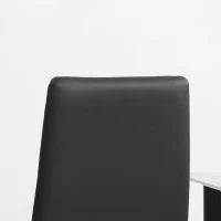 Set di 4 Sedie da Pranzo con Schienale Alto in Finta Pelle e Acciaio, 41x50x97cm, Nero