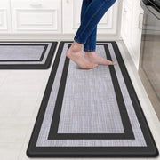 Set di 2 tappeti da cucina, set di tappeti anti-vermoeidheids con antislip, supporto ergonomico comodo per cucina, pavimento, ufficio, lavandino, area lavanderia, nero e grigio