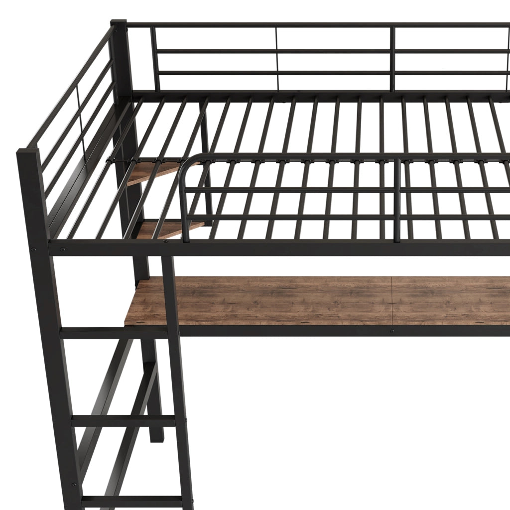 LETTO A soppalco 90x200 cm nero con scrivania e libreria