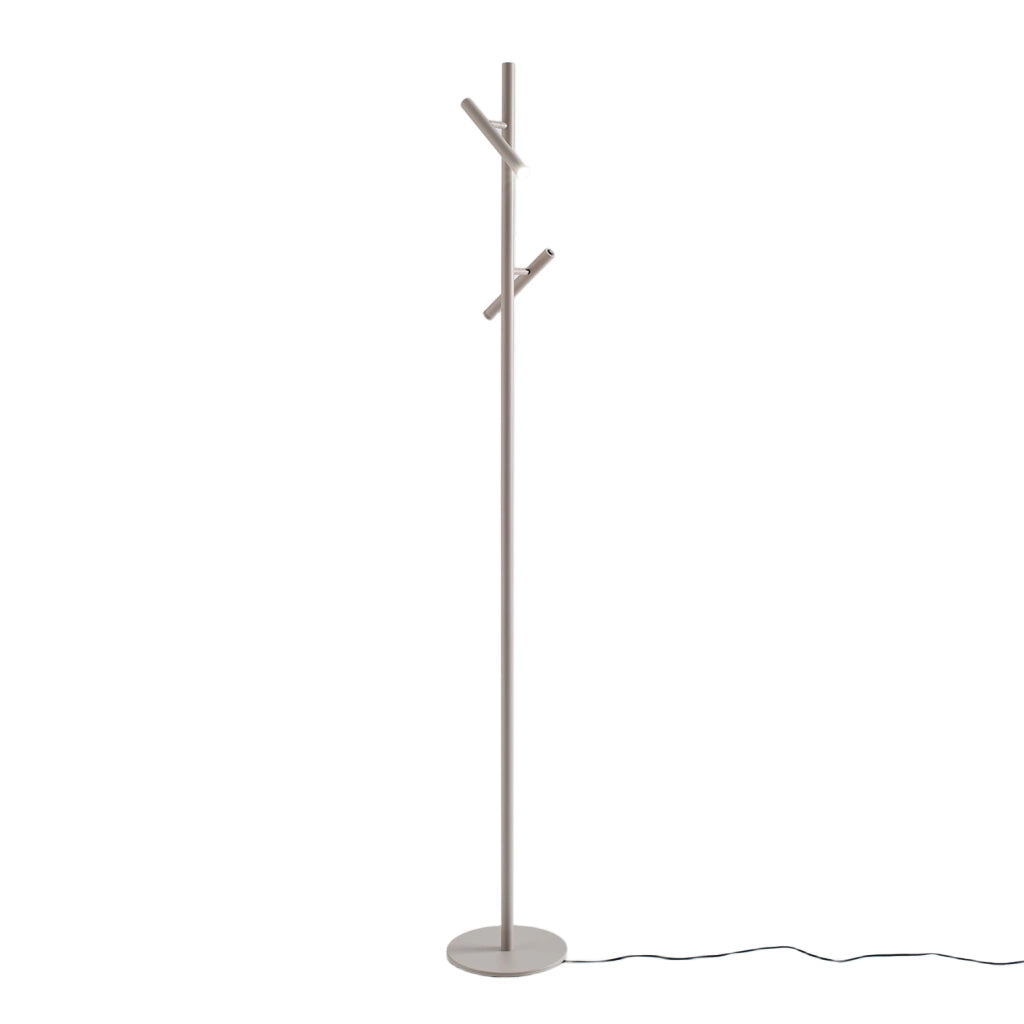 Lampada da terra GPIT40 in alluminio finitura tortora, 2x5,4W LED integrato 3000K, 431lm, fascio 25° orientabile, accensione separata - Gea Luce
