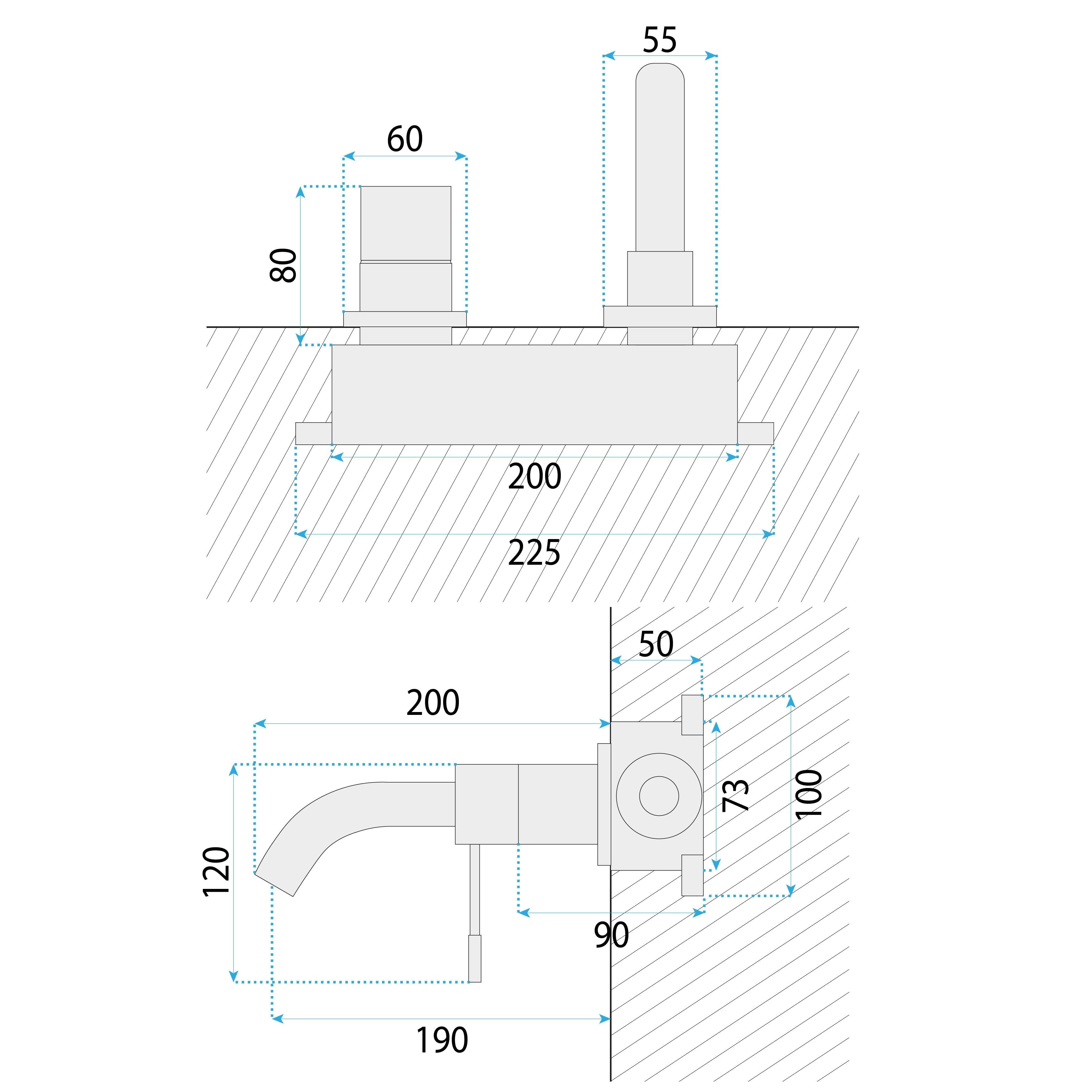 Rubinetto Da Incasso Rea Lungo Diamond Copper + Box
