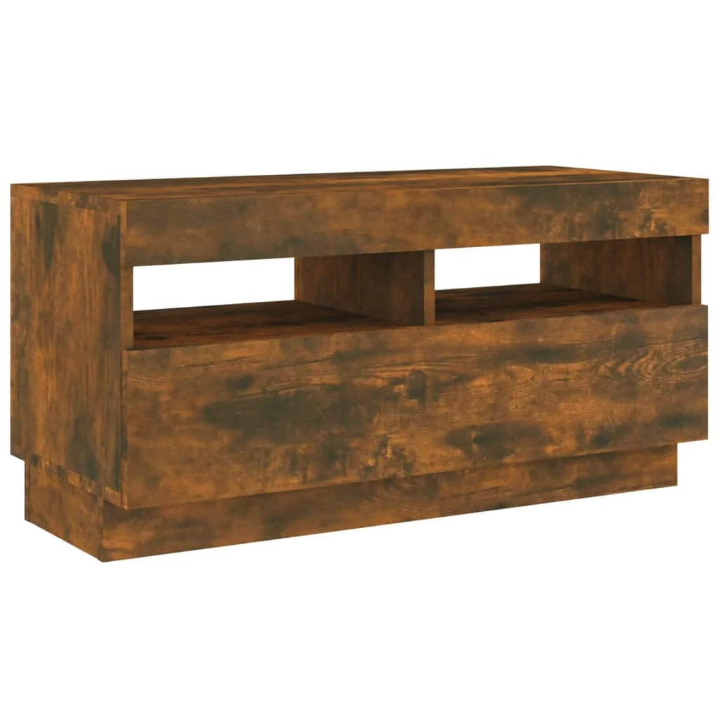 Mobile TV multimediale scaffale TV credenza mobile TV per sala da pranzo soggiorno camera da letto con luci a LED rovere affumicato 80 x 35 x 40 cm marrone 02_0026747