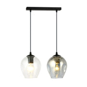 Lampada a sospensione Istar in acciaio nero con doppi diffusori in vetro
