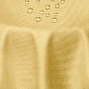 Telaio per tavolo con aspetto di lino, asciugabile, impermeabile, ovale, 135 x 180 cm, giallo, protezione contro macchie, facile da pulire, con bordo di lino.