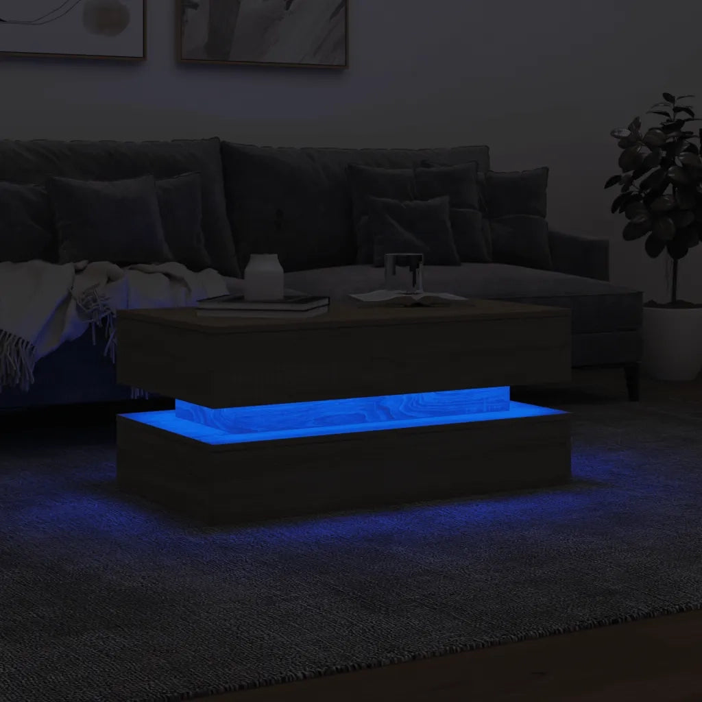Tavolino da salotto | Tavolino da caff¨¨ | Tavolino da Soggiorno con Luci LED Rovere Sonoma 90x50x40 cm