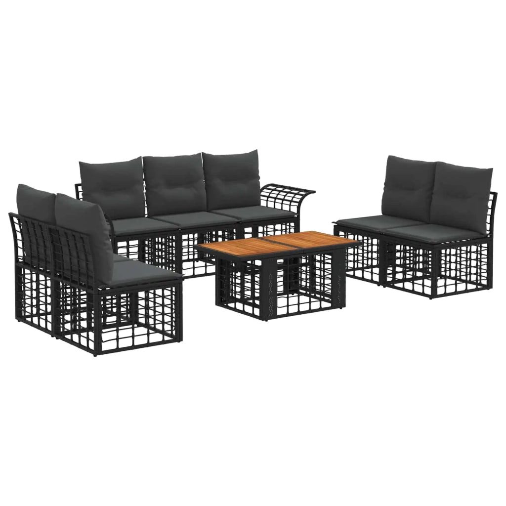 Set Divano da Giardino 8 pz Nero e Grigio scuro polyrattan 3437967