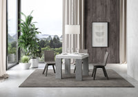 Tavolo Allungabile 90/246x90x77 cm Roxell Mix piano Bianco Frassino - gambe Cemento