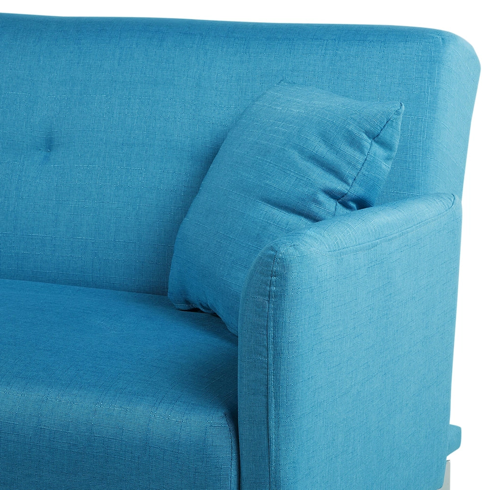 Divano Letto colore Blu Mare 3 Posti Seduta Con Bottoni meccanismo ʺClick Clackʺ in metallo