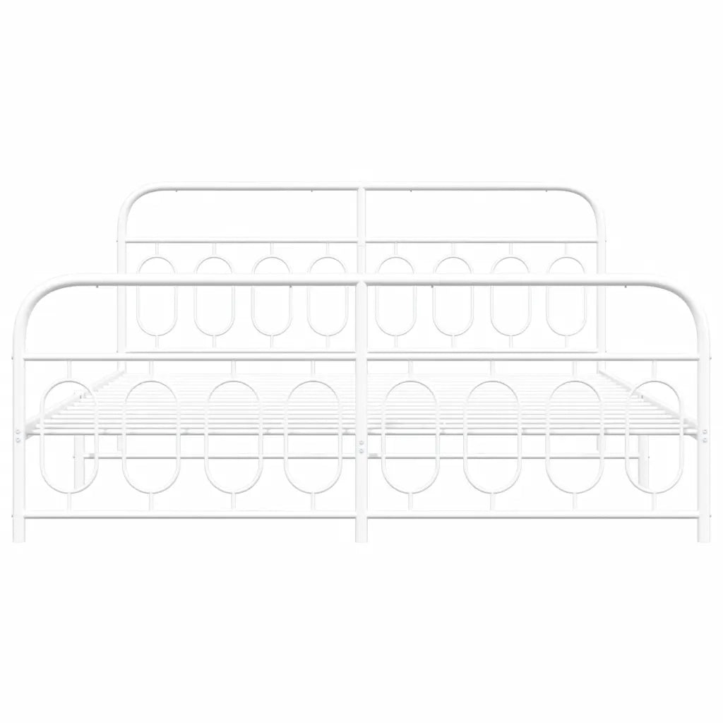 Giroletto con Testiera e Pediera Metallo Bianco 193x203 cm 377190