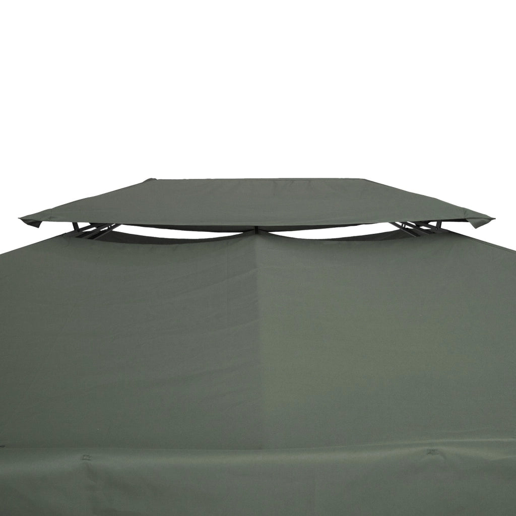Copertura per Gazebo  a 2 Livelli  con Cinghie e 10 Fori di Drenaggio 4x3m in Poliestere Grigio Scuro