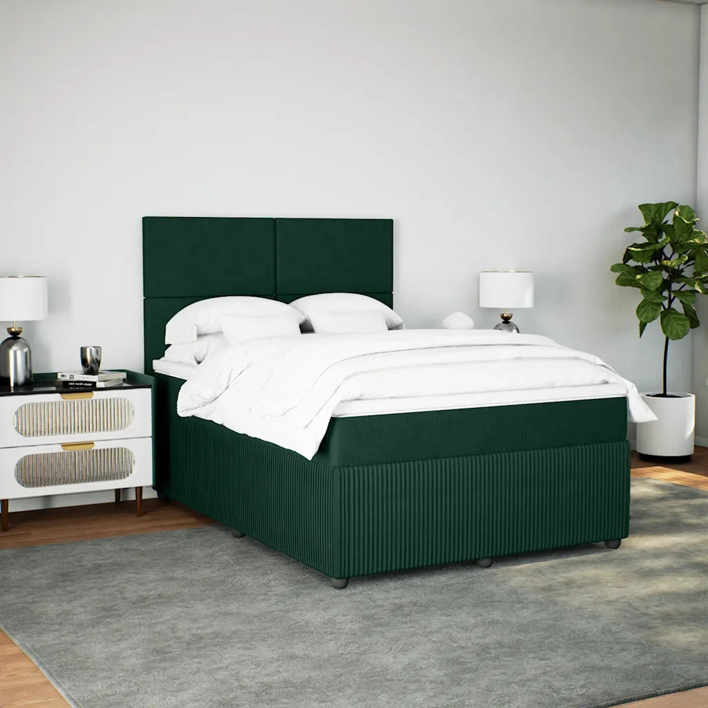 Giroletto a Molle con Materasso Verde Scuro 140x200 cm Velluto
