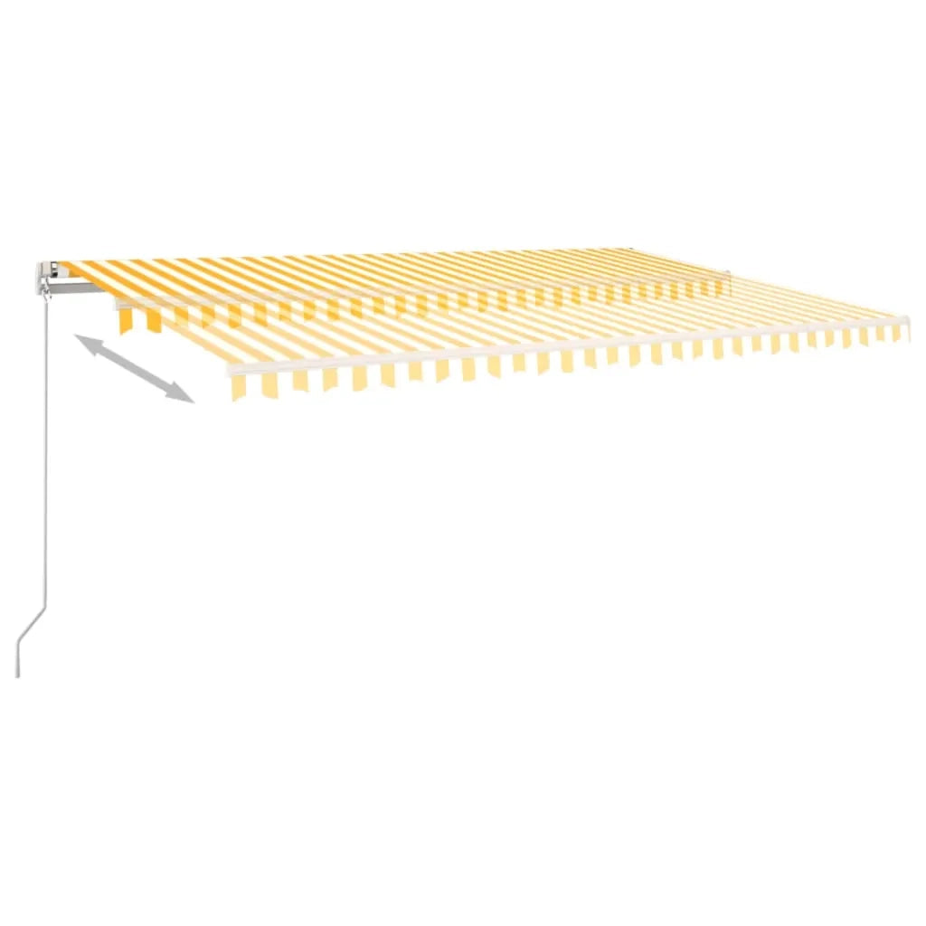 Tenda da Sole Retrattile Manuale LED 350x250 cm Gialla e Bianca 3069023