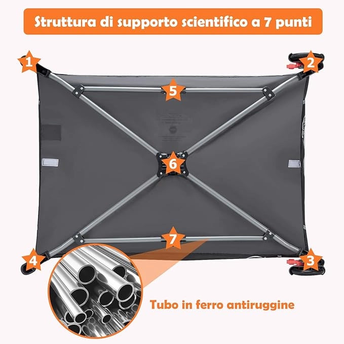 Lettino Culla da Viaggio per Neonati e Bambini, Box Portatile Pieghevole, con Materassino Ruote e Borsa, Nero