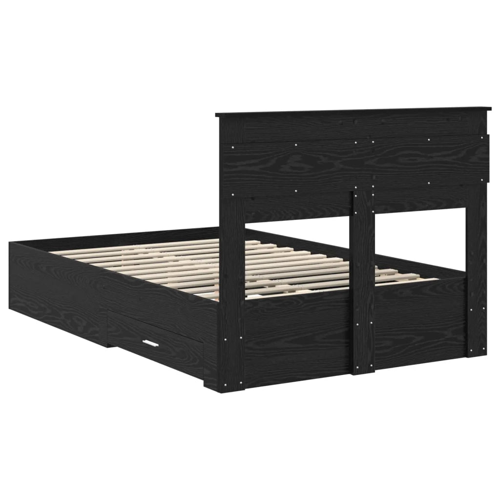 Struttura del letto Rovere Nero 135 x 190 cm Legno multistrato 3409996