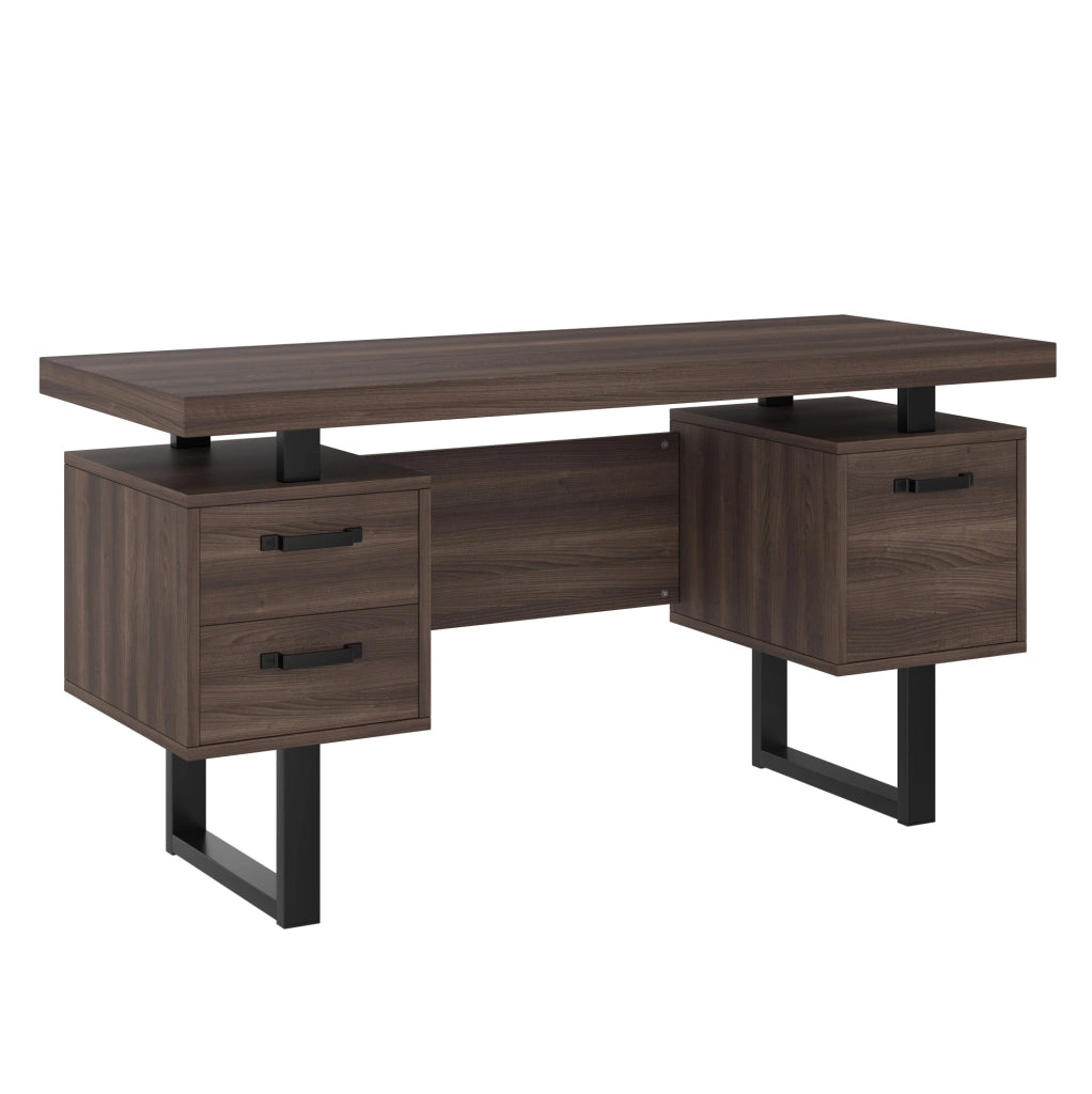 Scrivania da ufficio 135 x 54 cm con cassetti e vano raccoglitori