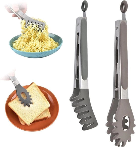 Set di BBQ a forma di pasta - 2 pezzi in acciaio inox resistente al calore - Spatola a forma di spaghetti per cucina utensili da cucina