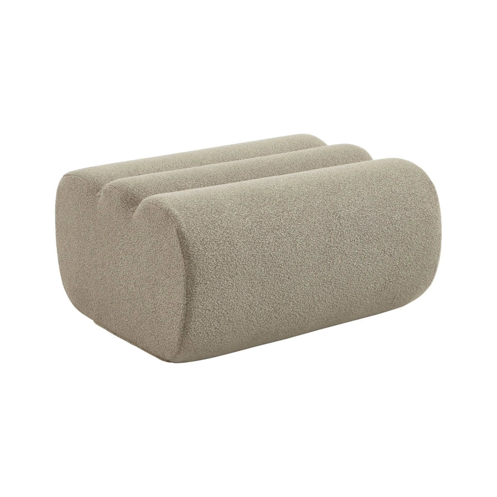 Pouf, poggiapiedi per poltrona nova in bouclé testurizzato, beige