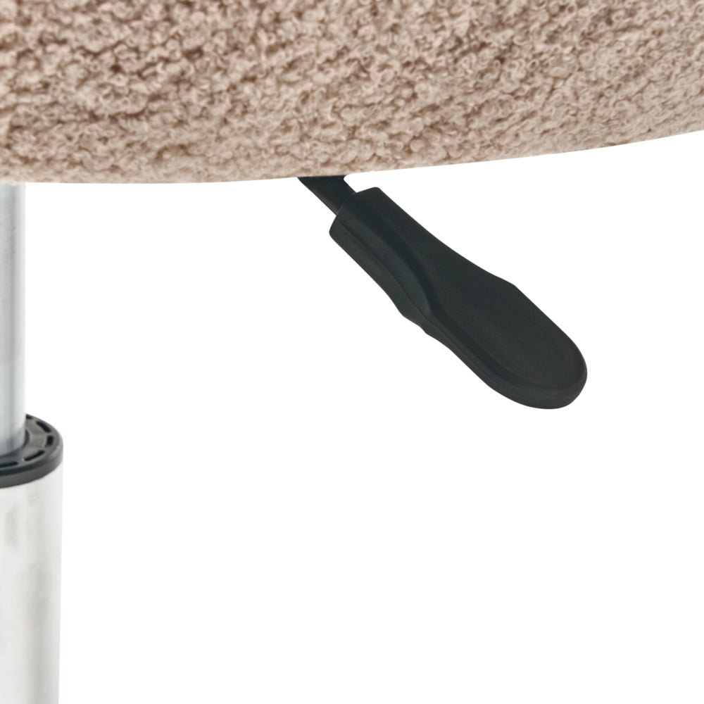 Sedia da ufficio girevole con altezza regolabile in tessuto boucle beige stile moderno retrò ufficio di casa