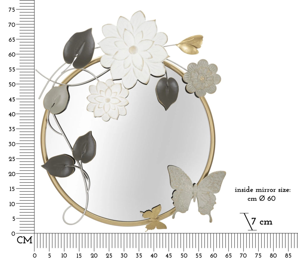 Specchio da Muro Tonis 74,9x7x66 cm in Ferro e Specchio e MDF Multicolor