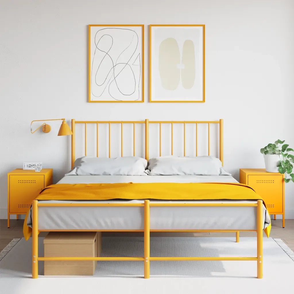 Comodini 2 pz-Set di 2 Tavolino da notte Giallo Senape 36x39x50,5 cm in Acciaio 369937