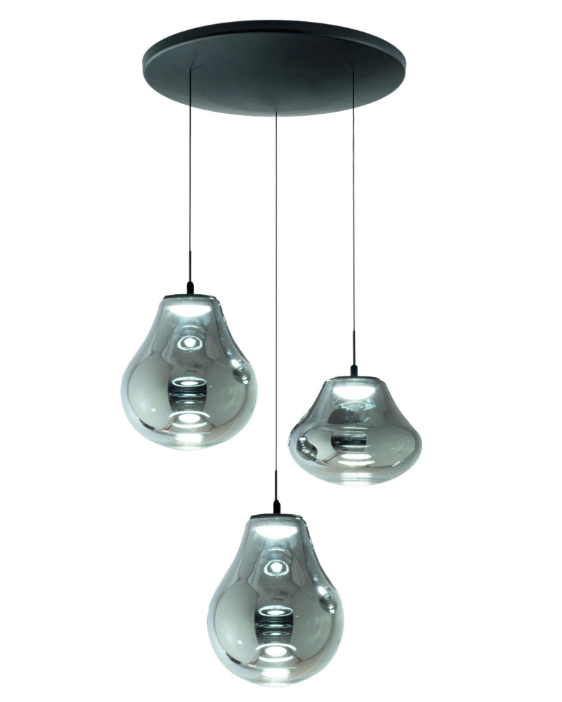 Lampada a Sospensione Deva Ø500mm 42W LED 4530lm CCT 2700K/3000K/4000K Dimmerabile Struttura Metallo e Vetro Borosilicato Fumé - Deva