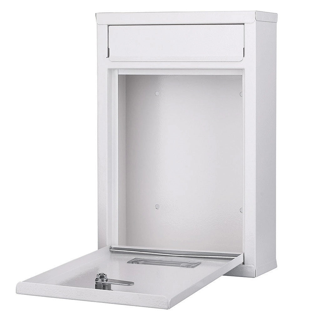 Trade Shop - Cassetta Postale Parete In Acciaio Buca Lettere Posta Esterno Con Chiave Bianco -